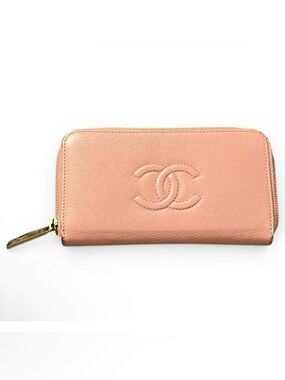 CHANEL Pink Caviar Leather Timeless CC Long Zip Around Wallet w/ Hologram & COA
